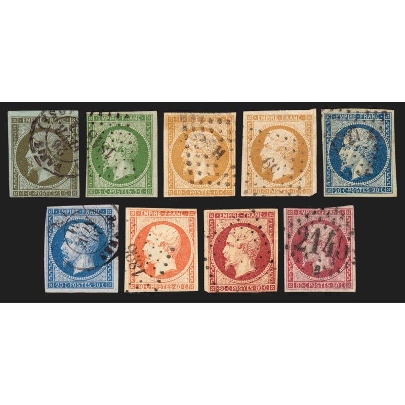 n°11/17B, Napoléon III Empire non-dentelé, série complète - avec défauts n°11/17B, Napoléon III Empire non-dentelé, série complète - avec défauts