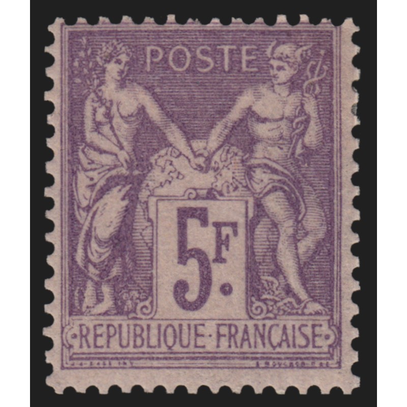 n°95, Sage 5fr violet sur lilas, neuf * avec légère trace de charnière - TB n°95, Sage 5fr violet sur lilas, neuf * avec légère trace de charnière - TB