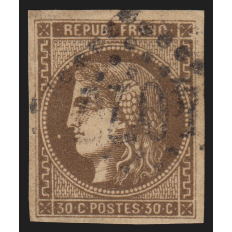 n°47, Cérès de Bordeaux 1870, 30c brun, oblitéré - TB n°47, Cérès de Bordeaux 1870, 30c brun, oblitéré - TB