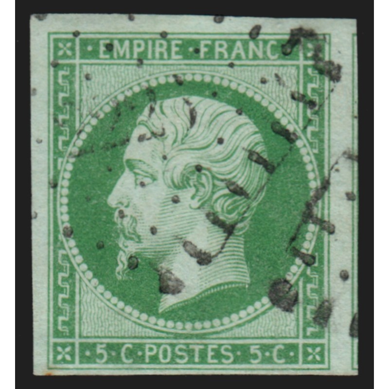 n°12, Napoléon 5c vert, oblitéré losange PC, signé A.BRUN - TB n°12, Napoléon 5c vert, oblitéré losange PC, signé A.BRUN - TB