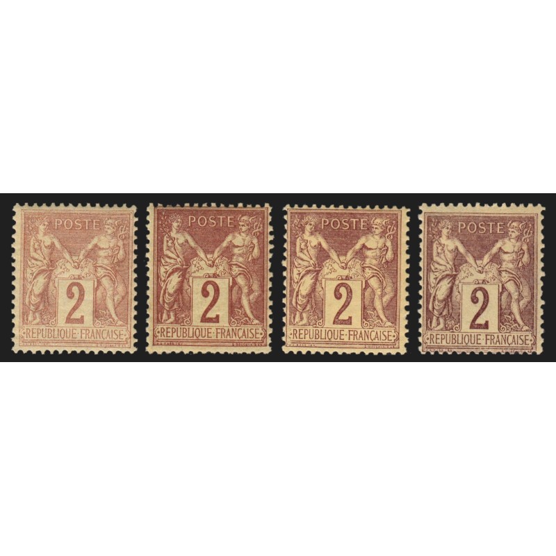n°85 x4 nuances de couleur, Sage 2c brun-rouge, neufs * - TB n°85 x4 nuances de couleur, Sage 2c brun-rouge, neufs * - TB