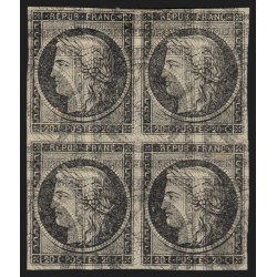 n°3, Cérès 1849, essai avec impression doublée et inversée, 20c noir, neuf (*)