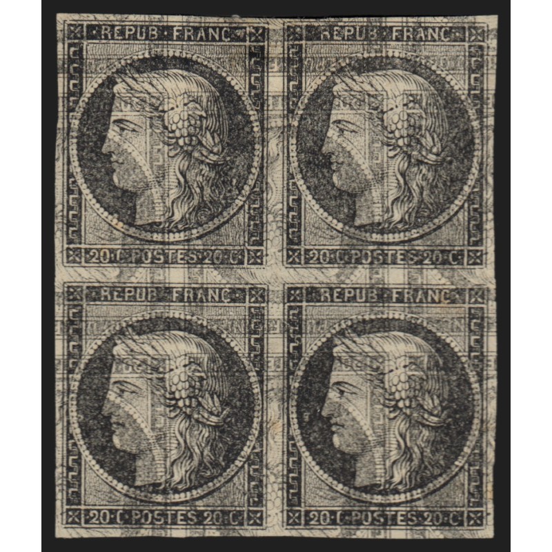 n°3, Cérès 1849, essai avec impression doublée et inversée, 20c noir, neuf (*) n°3, Cérès 1849, essai avec impression doublée et inversée, 20c noir, neuf (*)