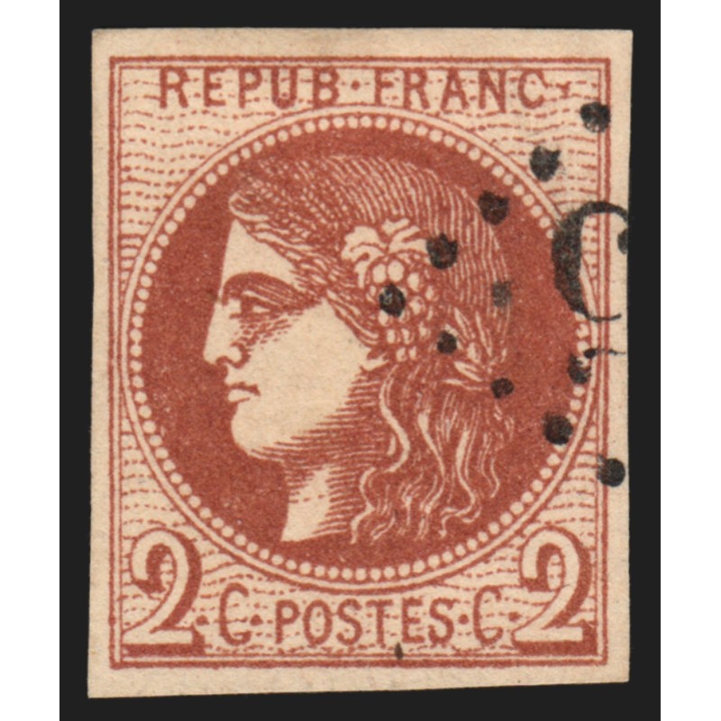 n°40B, Cérès Bordeaux 2c brun-rouge-foncé, oblitéré, effigie bien dégagée - TB n°40B, Cérès Bordeaux 2c brun-rouge-foncé, oblitéré, effigie bien dégagée - TB