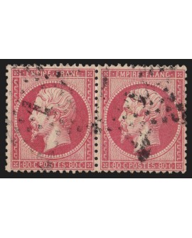 n°24 paire, Napoléon 80c rose, oblitéré étoile de Paris 1 - TB