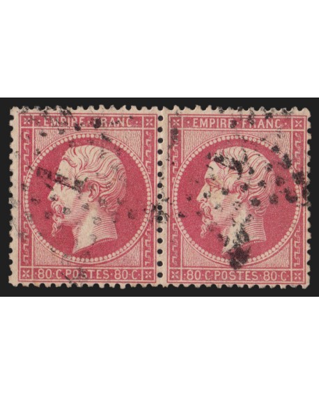 n°24 paire, Napoléon 80c rose, oblitéré étoile de Paris 1 - TB