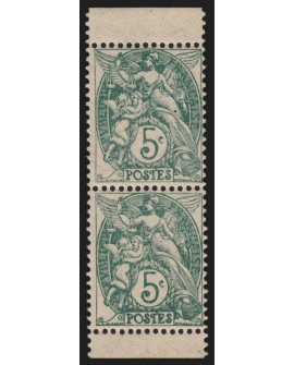 n°111f paire verticale de carnet, Blanc 5c vert, neufs ** sans charnière - TB