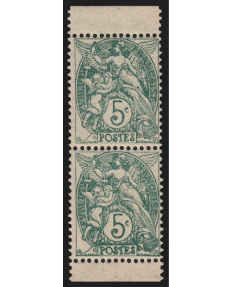 n°111f paire verticale de carnet, Blanc 5c vert, neufs ** sans charnière - TB