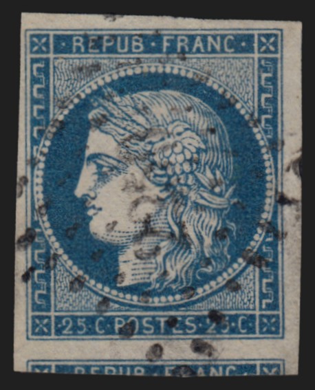 n°4, Cérès 1850 25c bleu, oblitéré PC 2250 NEUILLY-SUR-SEINE - SUPERBE
