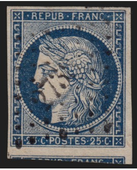 n°4a, Cérès 25c bleu-foncé, oblitéré PC 2738 ROUEN - TTB