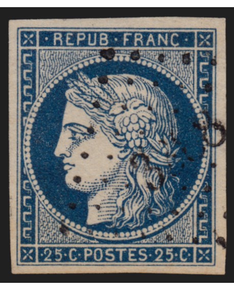 n°4a, Cérès 1850, 25c bleu-foncé, oblitéré losange PC - TTB