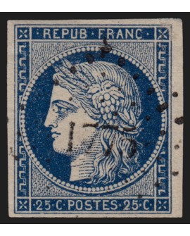n°4a, Cérès 25c bleu-foncé, oblitéréPC 1775 LA LOUPE indice 4 - TB