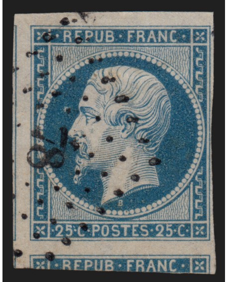 n°10, Présidence 1852, 25c bleu, oblitéré PC 78 ANGERS - SUPERBE