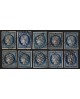 n°4, lot de 10 exemplaires Cérès 25c bleu de 1850, oblitérés - TB 1er choix
