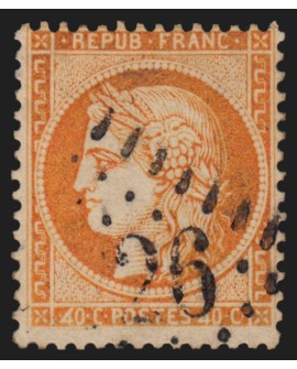 n°38d, variété 4 retouchés, Cérès Siège de Paris, 40c orange, oblitéré - TB