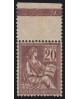 n°113 bord de feuille, Mouchon 20c brun-lilas, neuf ** signé CALVES - SUPERBE