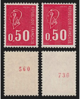 n°1664b/1664e numéro rouge au verso, normale + tropicale, Becquet neufs **