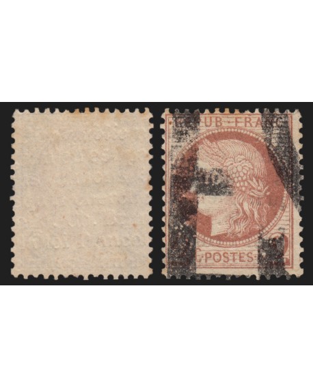 n°51 papier gravé en relief Lacroix, Cérès 2c rouge-brun, oblitéré typo - TB