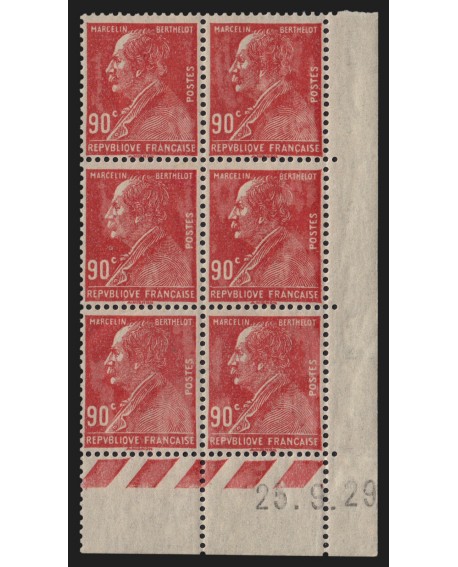 n°243 "impression défectueuse" bloc Coin daté 1929, Berthelot, neuf * - TB