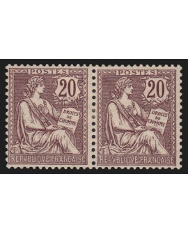 n°126 paire, Mouchon retouché 1902, 20c brun-lilas, neuf * avec charnière - TB
