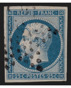 n°10, Présidence 25c bleu, oblitéré étoile de Paris - TB