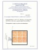 n°117c non-dentelé bloc de six, Mouchon 15c orange, signé CALVES + Certificat