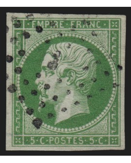 n°12, Napoléon non-dentelé, 5c vert, oblitéré - TB
