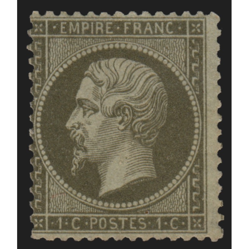 n°19, Napoléon dentelé, 1c vert-olive, neuf * avec trace de charnière - TB n°19, Napoléon dentelé, 1c vert-olive, neuf * avec trace de charnière - TB