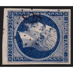 n°14Aa, 20c bleu-foncé, oblitéré PC 3828 BUIRONFOSSE Aisne, indice 16 - TB