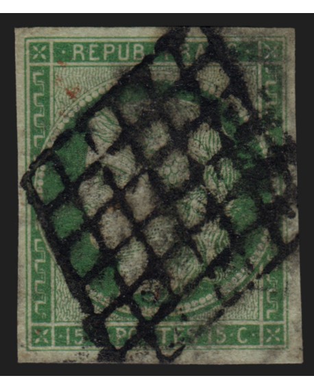 n°2, Cérès 15c vert, oblitéré grille noire - TB D'ASPECT