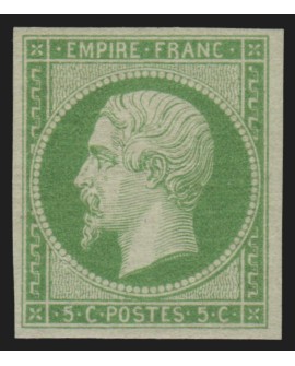 n°12a, Napoléon non-dentelé 5c vert-jaune, neuf * légère trace de ch. - TB