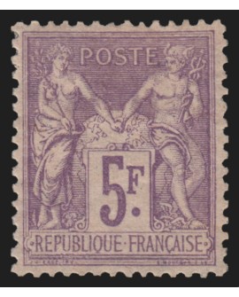 n°95, Sage 5fr violet sur lilas, neuf * avec charnière, signé A.BRUN - TB