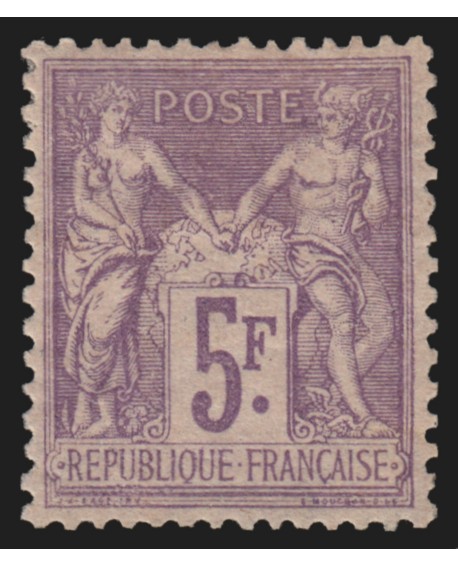 n°95, Sage 5fr violet sur lilas, neuf * avec charnière, signé A.BRUN - TB