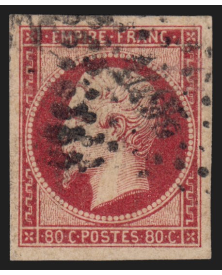 n°17A, Napoléon non-dentelé, 80c carmin, oblitéré - TTB