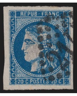 n°46B, Cérès Bordeaux, 20c bleu, Type III Report 2, oblitéré - SUPERBE