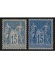 n°90/90a, Sage 15c bleu sur bleu + normal, neuf * avec ch. signé CALVES - TB