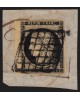 n°3 petit bord de feuille, Cérès 1849, 20c noir sur jaune, oblitéré - TB