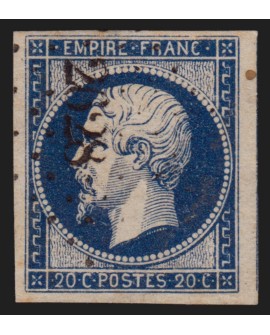 n°14Aa, 20c bleu-foncé, oblitéré PC 2628 RAON-L'ETAPE Vosges - SUPERBE