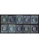 n°4, lot de 10 exemplaires Cérès 25c bleu de 1850, oblitérés - 1er choix TB