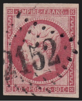 n°17B, 80c rose, oblitéré GC 2152 MACON Saône & Loire, signé JF.BRUN - TB