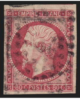 n°17B, Napoléon non-dentelé, 80c rose, oblitéré, signé CALVES - TB