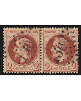n°26B paire, 2c rouge-brun, Type I, oblitéré - TB