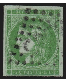 n°42B, Cérès Bordeaux, 5c vert-jaune, oblitéré - BEAU D'ASPECT