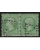 n°35 paire, Napoléon dentelé 1872, 5c vert-pâle sur bleu, oblitéré - TB