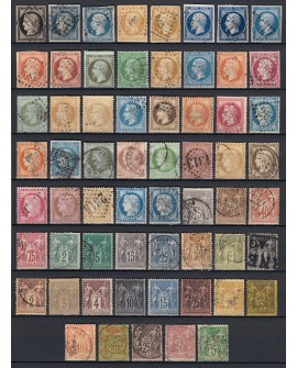 France 1849/1890 Collection 61 timbres Cérès, Napoléon, Sage COTE 1120 € - B/TB