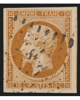 n°13A, Napoléon non-dentelé, 10c bistre, Type I, oblitéré - SUPERBE