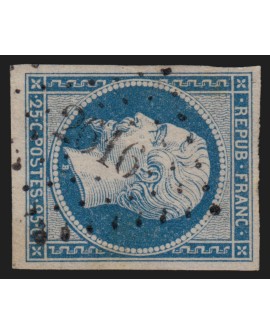 n°10, Présidence 1852, 25c bleu, oblitéré PC 2616 QUINTIN Côtes du Nord - TB