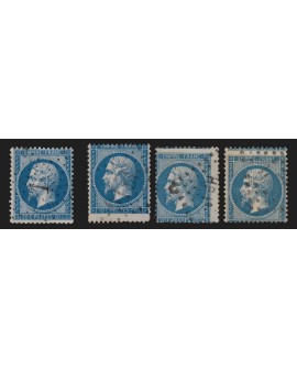 n°22, lot de 3 variétés de piquage, Napoléon 20c bleu - TB D'ASPECT