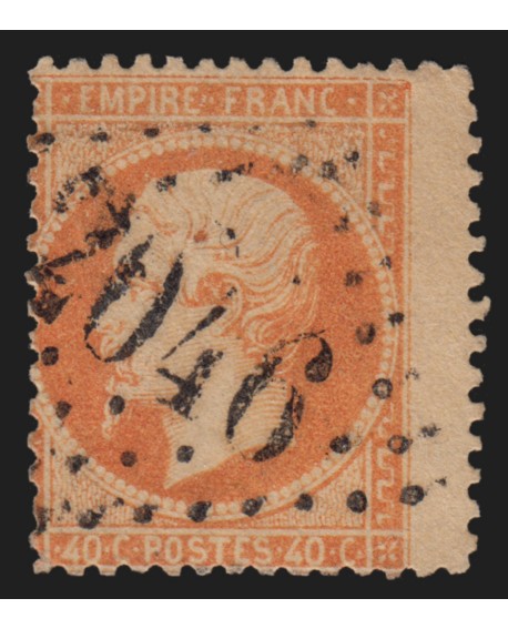 n°23, variété "piquage fortement décalé", Napoléon 40c orange, oblitéré - TB