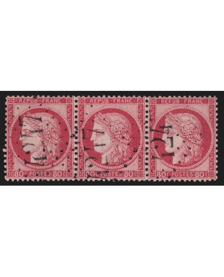 n°57 bande de trois, Cérès 80c rose, oblitéré GC 4247 VILLEMEUX Eure & Loir TB